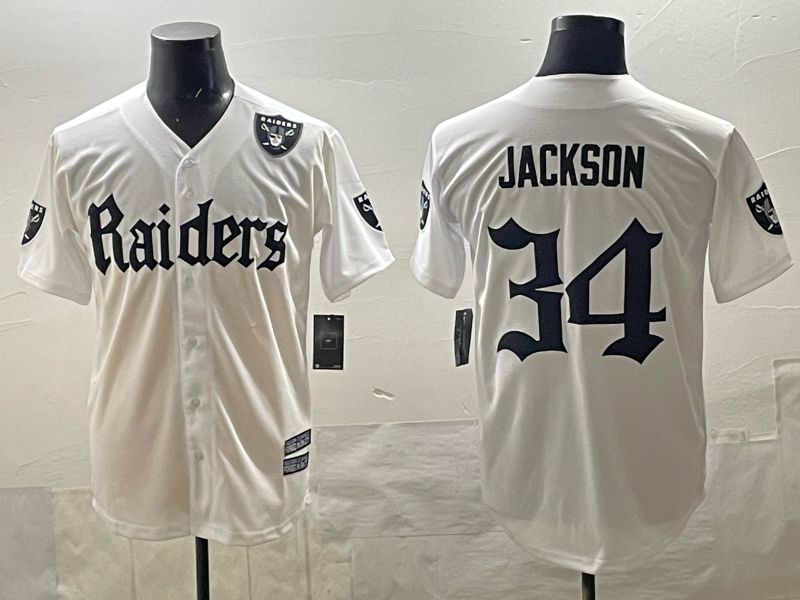 Men 2025 Oakland Raiders 34 Jackson white 6th generation Joint Name Nike Limited NFL Jersey style 08